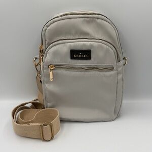 Kedzie Roundtrip Convertible Sling Crossbody Backpack Fanny Bag Gray Tan Strap
